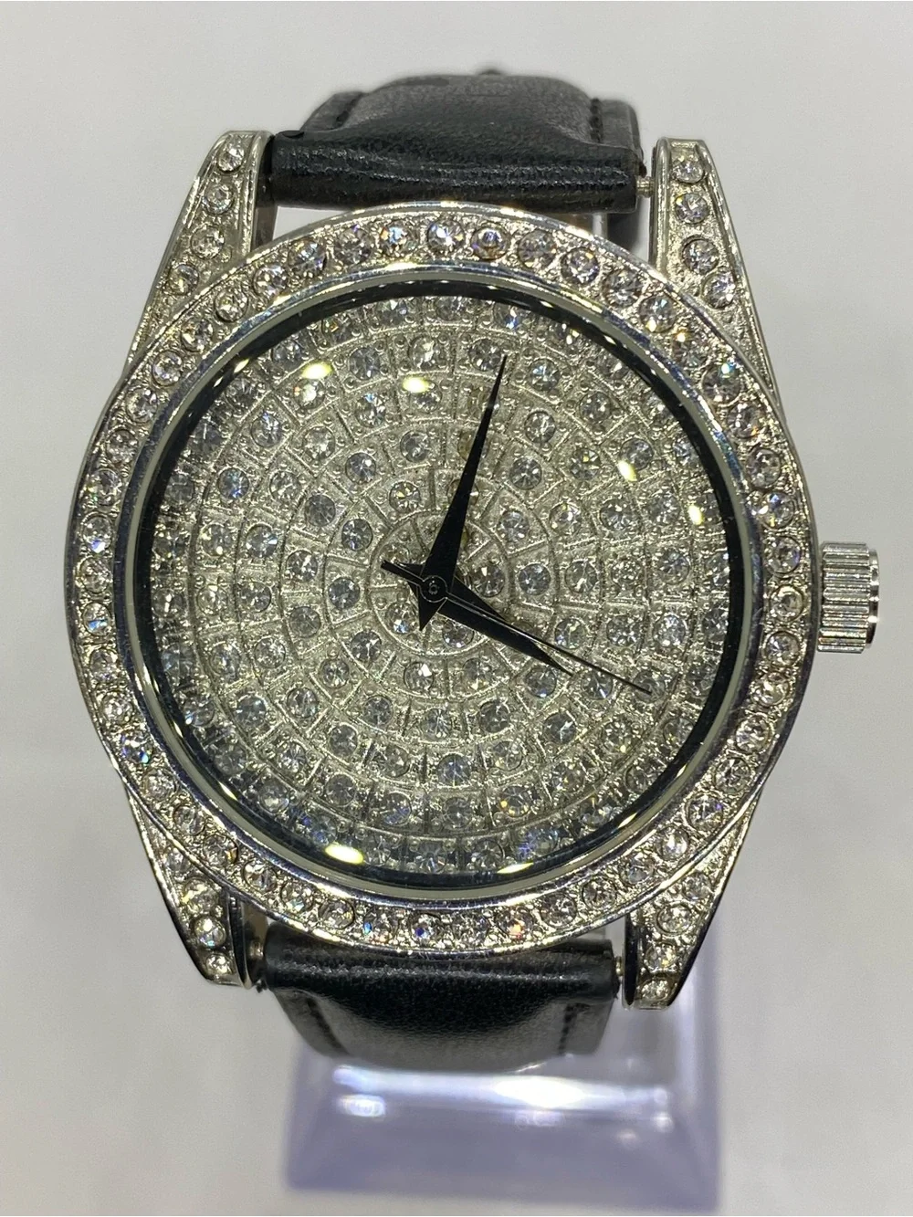 Men’s ^^^ Silver Crystal Pavé Watch / Iced Crystals  *** LuXXX  ^^^
